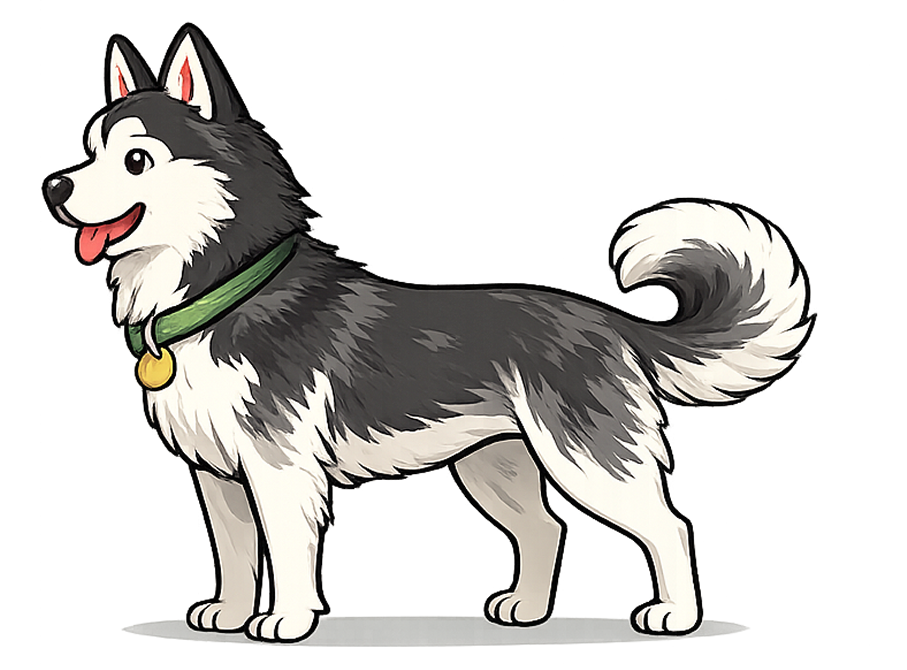 Cartoon Siberian Husky